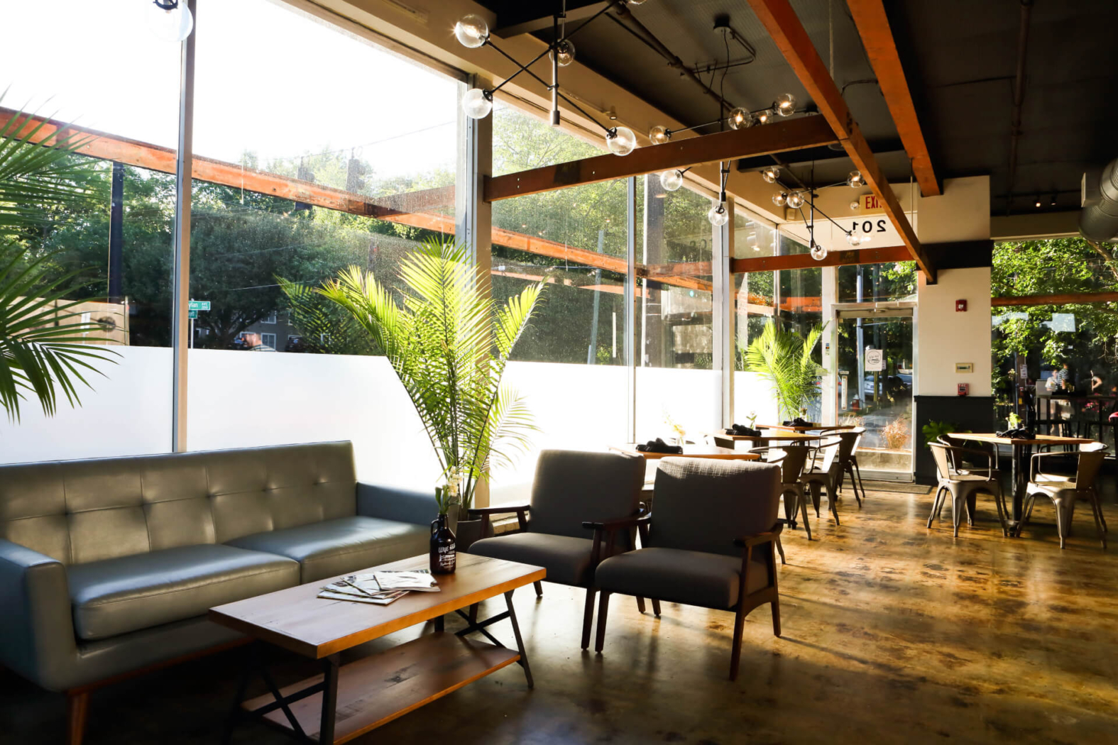 The interior of the tap room at Wye Hill Brewing in Downtown Raleigh