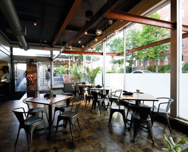 The interior of the tap room at Wye Hill Brewing in Downtown Raleigh
