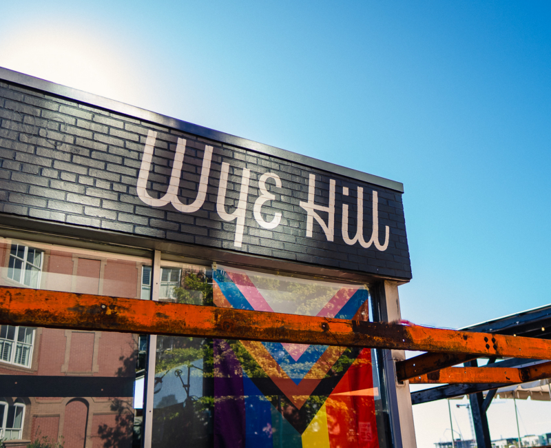 the front of wye hill kitchen & brewing on a bright sunny day